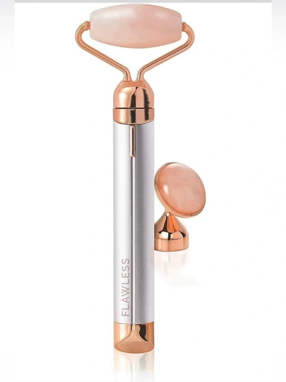 New Flawless Vibrating Facial Roller & Massager - Rose Quartz